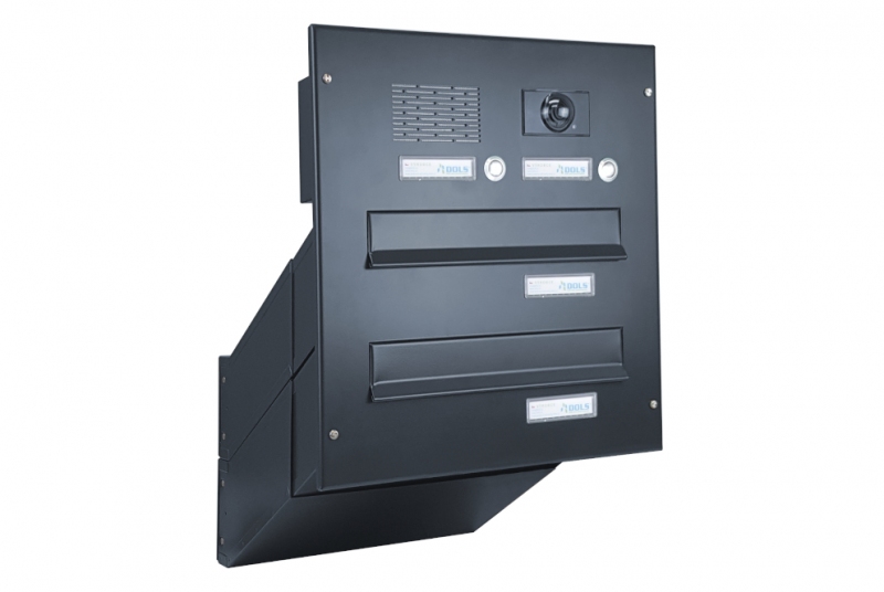  2x poštovní schránka D-041 k zazdění do sloupku + čelní deska s 2x zvonkem a kamerou ABB - antracit