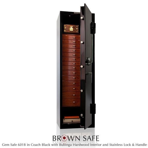 Brown Safe Luxusní trezor na šperky GEM 6018 Coach Black/Bublinga