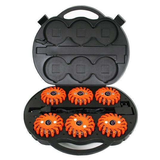Veria Trade SET Výstražné světlo LED Power Flash 306O v profi kufru s nabíjecím příslušenstvím, oranžové